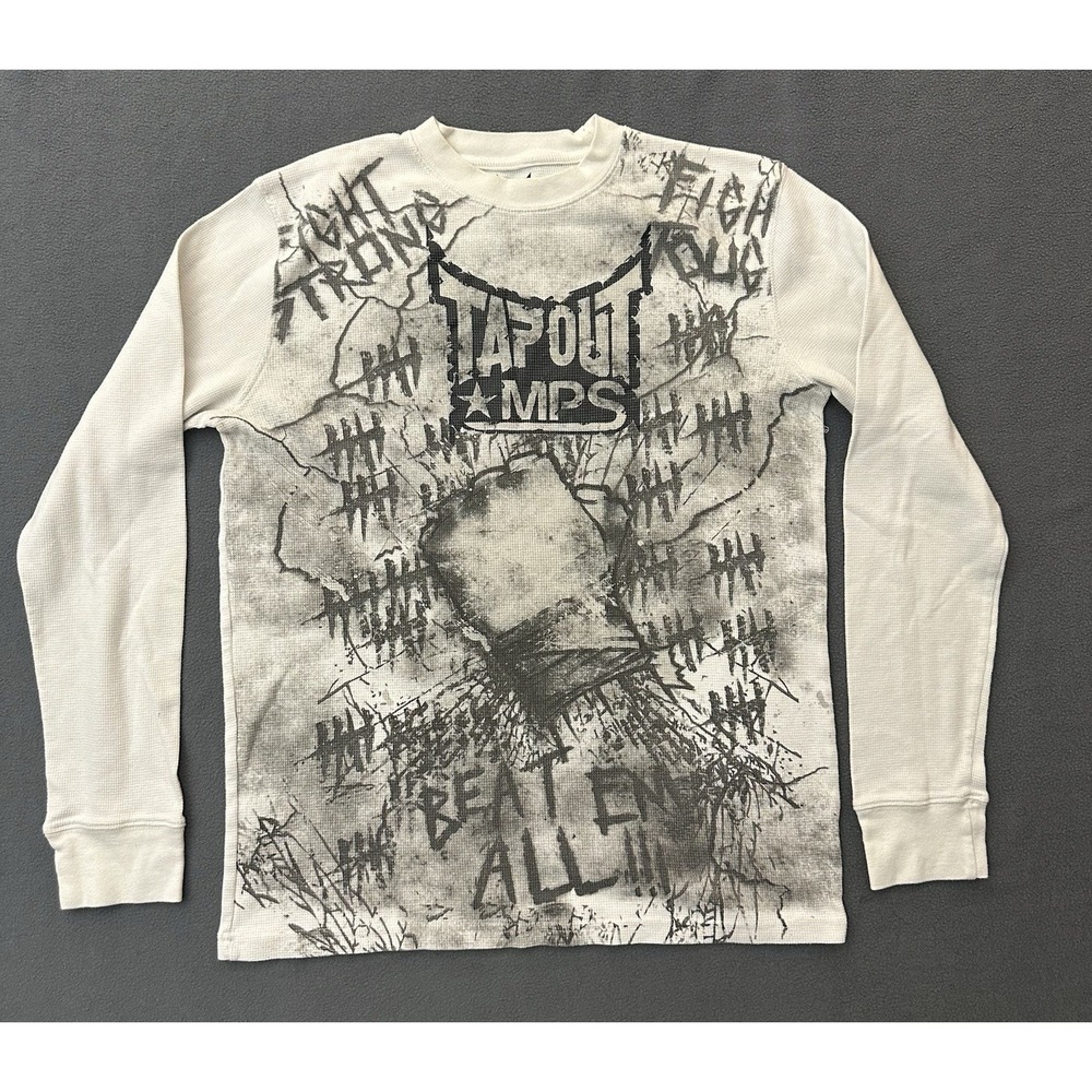 Tapout MPS Thermal Graphic Shirt Mens Large Excellent MMA Beat Em Tee Y2K